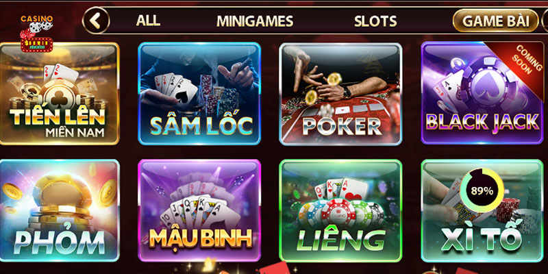 Đa dạng game bài đổi thưởng SunWin như tiến lên sâm lốc poker xì dách mậu phỏm xì tố