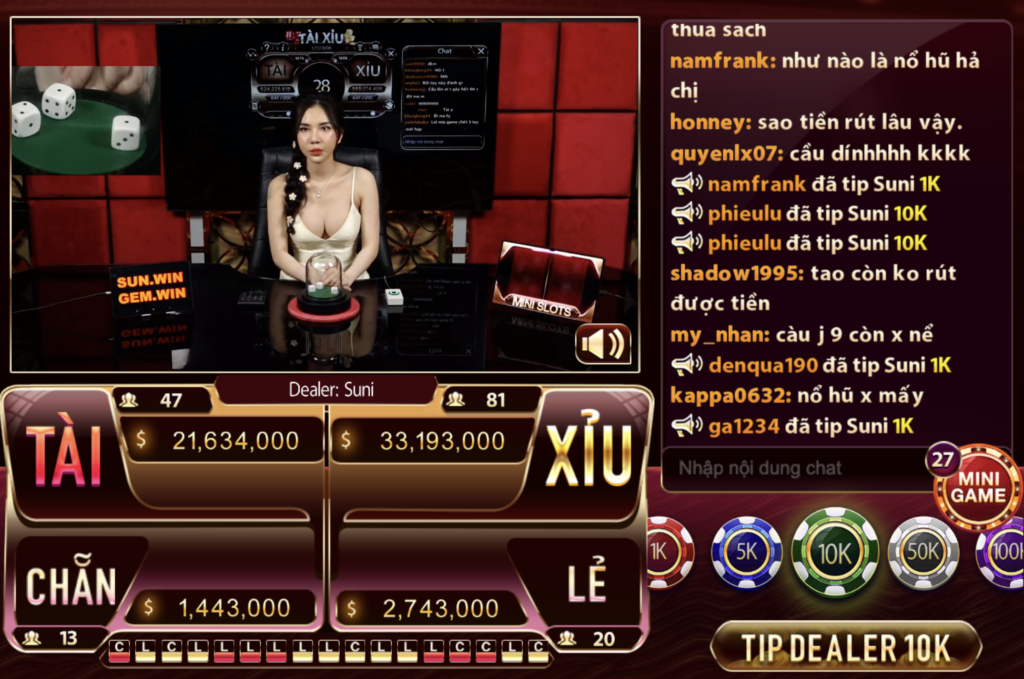 Tài xỉu live sunwin cùng các dealer xinh đẹp